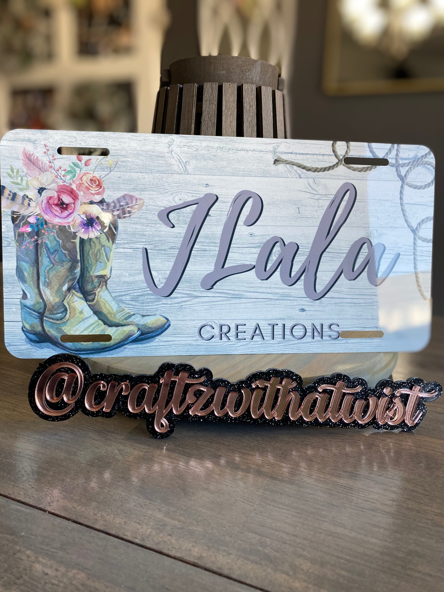 Your Custom Flowers Cowgirl Boots | License Plate | Birthday & Gift Ideas