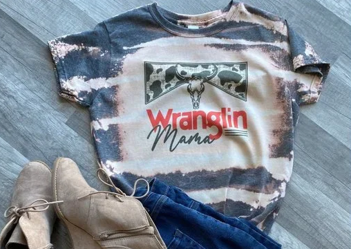 Wranglin Mama, Grunge Cowhide Shirt | Birthday & Gift Idea