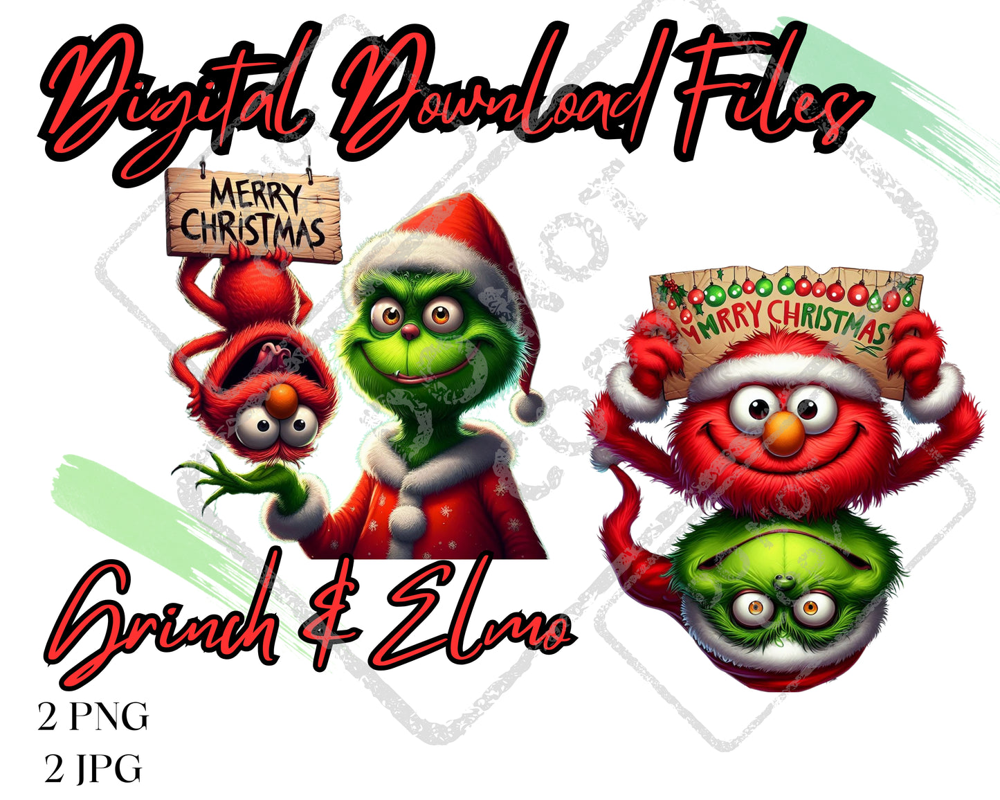 Grinch & Elmo Christmas | Sublimation | Stickers | Grinch Lovers | PNG | JPG | 2 Download Files