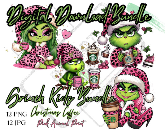 Christmas Holiday Grinch Teen Kids Bundle | Sublimation | Stickers | Grinch Lovers | PNG | JPG | 12 Download Files