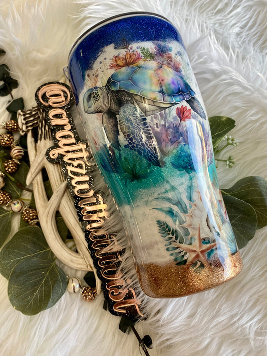 Handmade Sea Turtle Ocean Life | Birthday & Gift Idea | 30 Ounce Tumbler