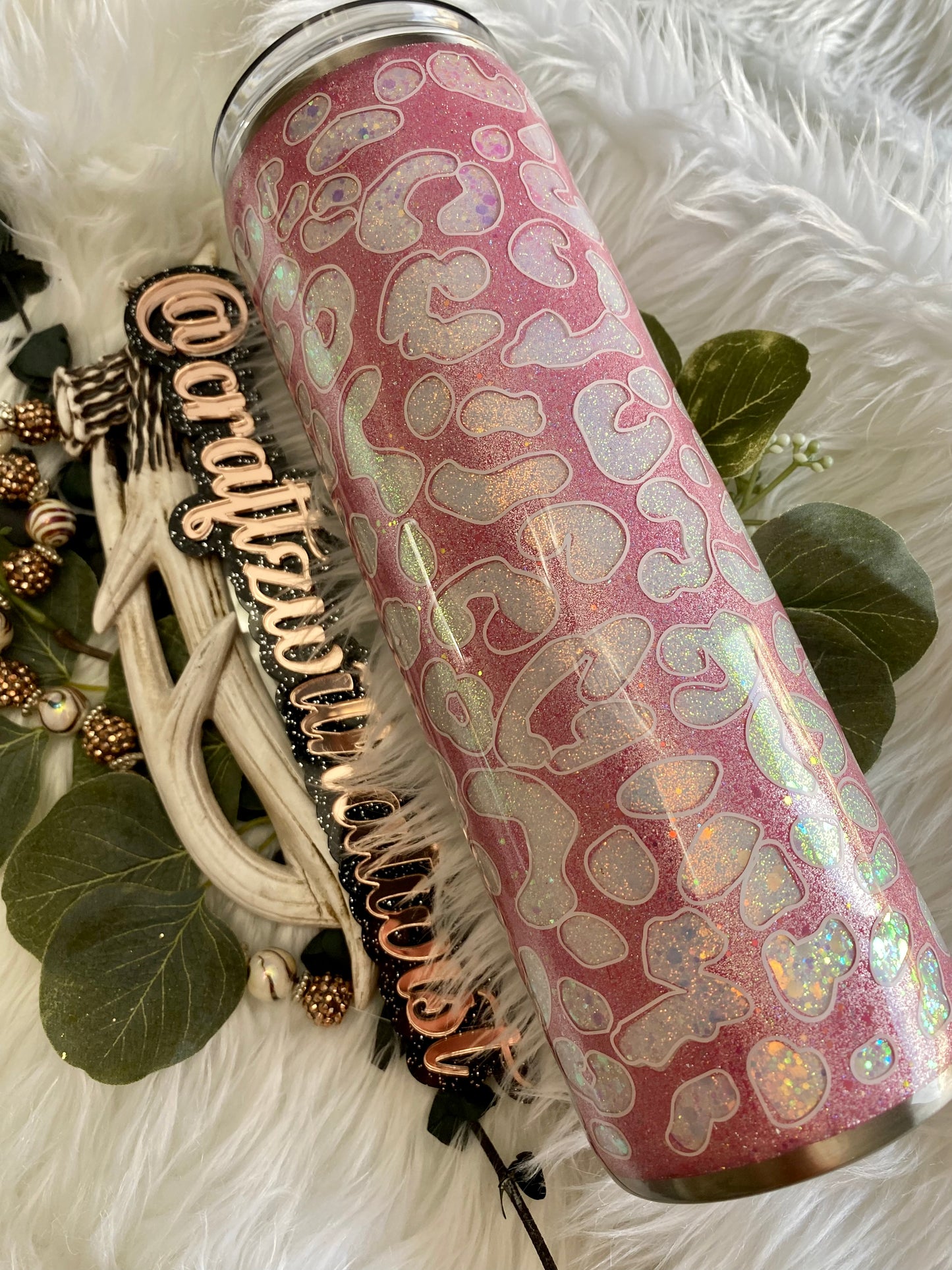 Handmade Pink Peekaboo Cheetah | Leopard Print Glitter | Birthday & Gift Idea | 30 Ounce Tumbler