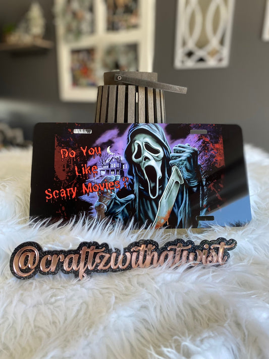 Ghost Face | Scary Movie License Plate | Halloween | Birthday & Gift Idea