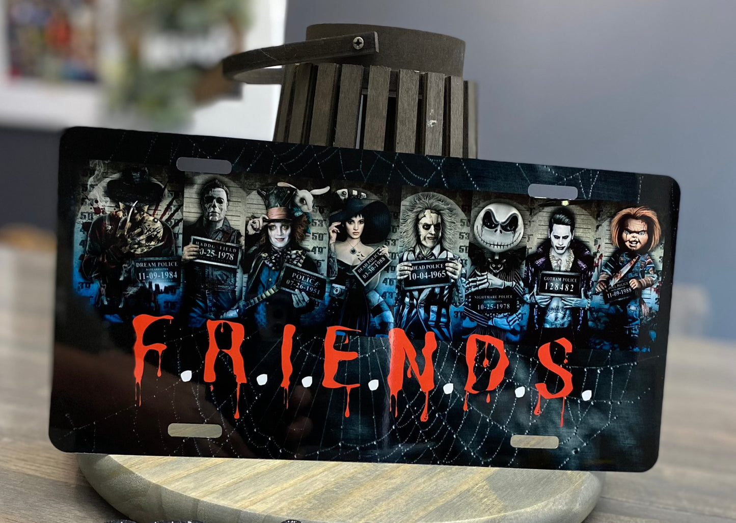 Horror Movie Friends Aluminum License Plate | Birthday & Gift Ideas