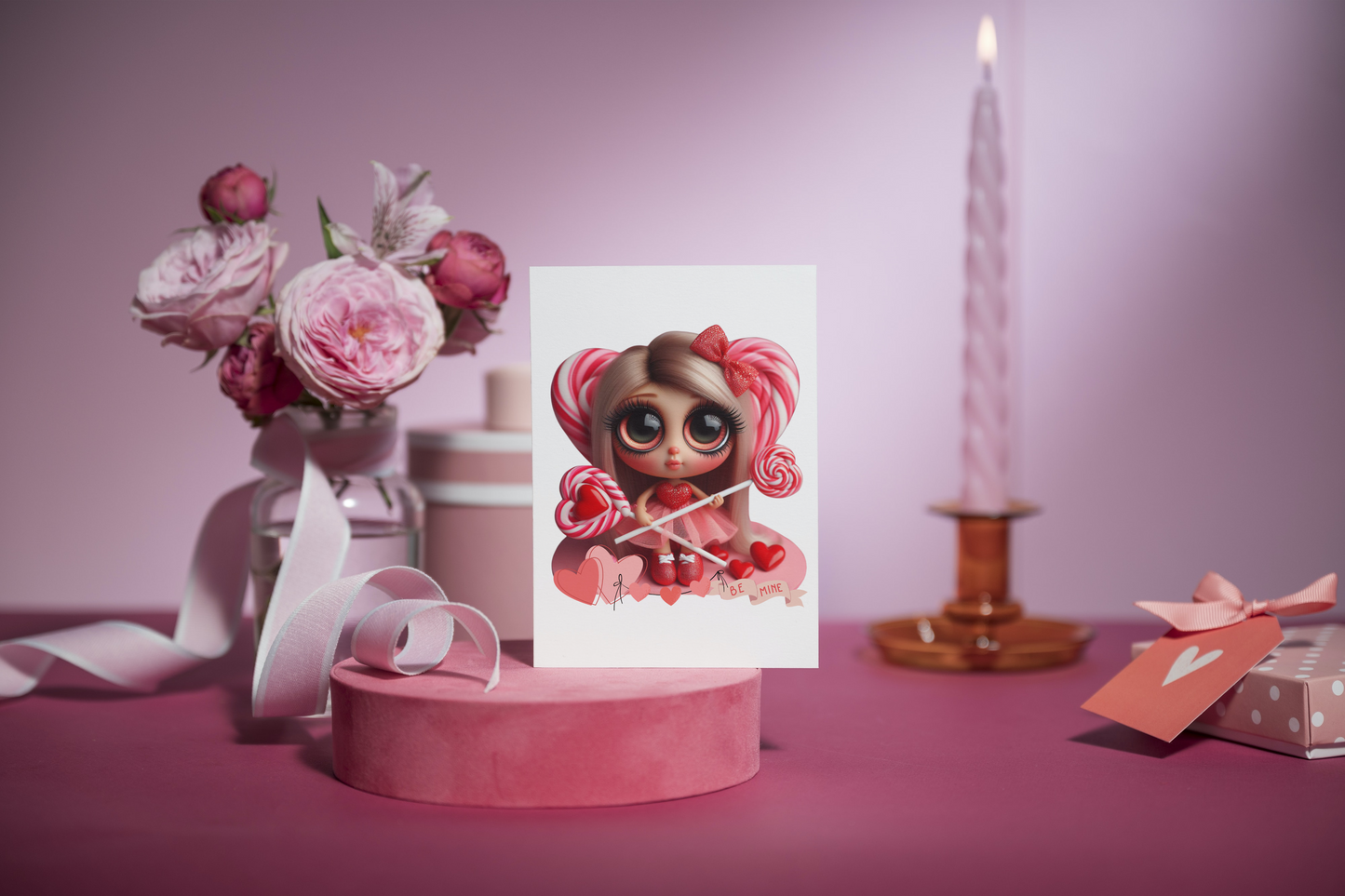 Big Eye Valentine Girl | Lollipops | Sublimation | Stickers | Doll Lovers | PNG | JPG | 2 Download Files