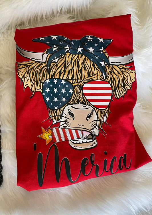 ‘MERICA Cowhide Firework Shirt | Birthday & Gift Idea